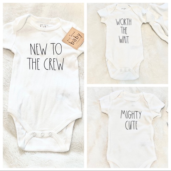 🆕Rae Dunn 3pk NEW TO THE CREW Bodysuits - Picture 1 of 4